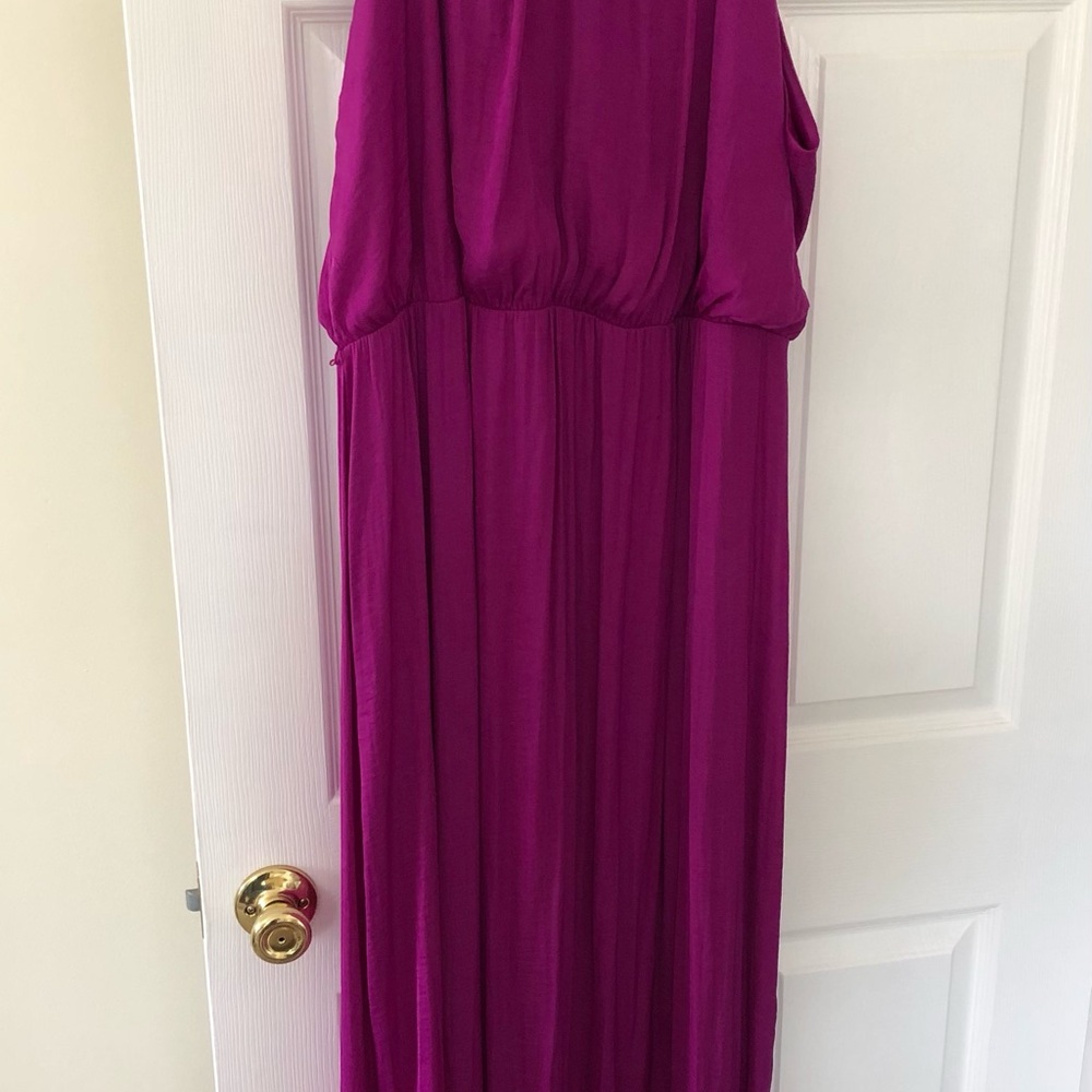 Jennifer Lopez Magenta Maxi Dress Size 2X Regal Vibrant Grecian Vibe Flowing - Picture 9 of 10